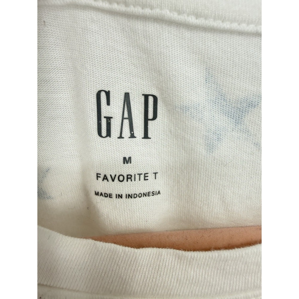 GAP Womens White T-Shirt Blue All Over Star Print Short Sleeve Cotton Tee Sz M - Picture 3 of 6